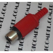 CONECTOR RCA FEMEA VERMELHO EMETAL