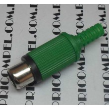 CONECTOR RCA FEMEA VERDE EMETAL