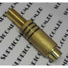 CONECTOR RCA FEMEA DOURADO 6,00mm PRETO