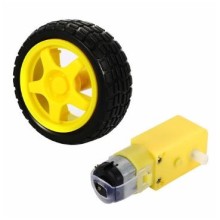 RODA + PNEU + MOTOR DC 3 - 6V COM REDUÇÃO